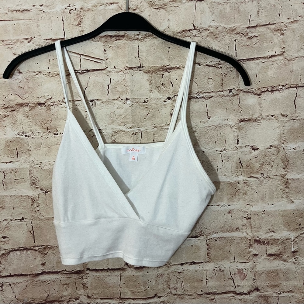 White V-neck sexy tank crop top size medium